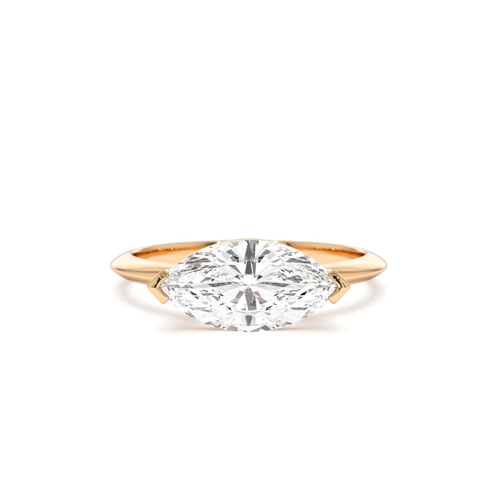 1.5 CTW 14K Marquise Shaped East-West V Prong Lab Grown Diamond Engagement Ring - view 2