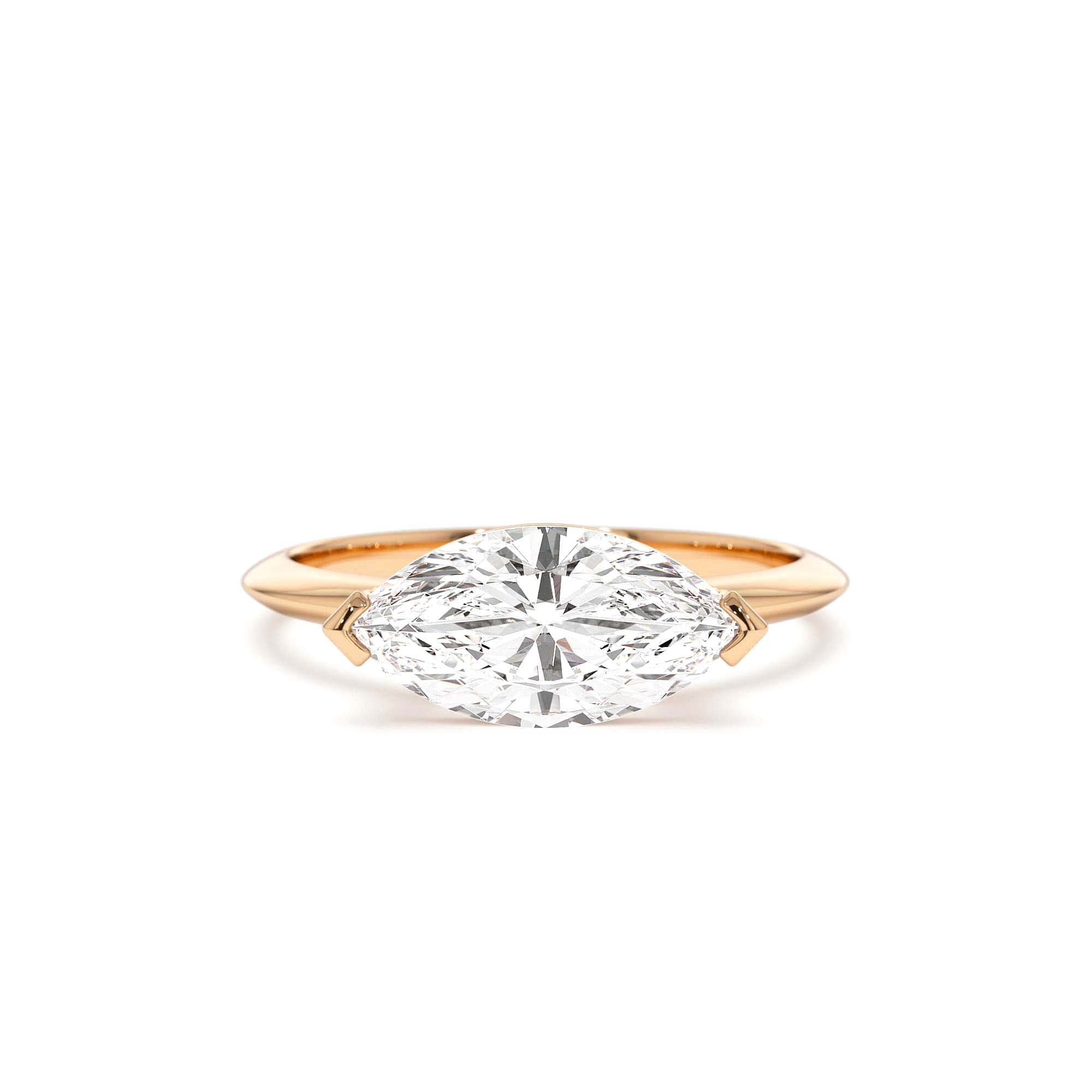 1.5 CTW 14K Marquise Shaped East-West V Prong Lab Grown Diamond Engagement Ring - view 2
