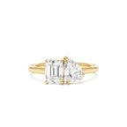 1.50 CTW 14K Emerald Cut and Pear Shaped Lab Grown Diamond Toi Et Moi Ring by Orlina Fine