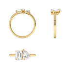 1.50 CTW 14K Emerald Cut and Pear Shaped Lab Grown Diamond Toi Et Moi Ring - view 5
