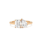 1.50 CTW 14K Emerald Cut and Pear Shaped Lab Grown Diamond Toi Et Moi Ring - view 2