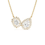 1.55 CTW Lab Grown Pear & Emerald Cut Toi et Moir Halo Setting Necklace by Orlina Fine