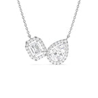 1.55 CTW Lab Grown Pear & Emerald Cut Toi et Moir Halo Setting Necklace - view 2