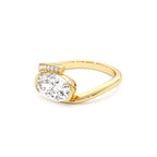 1.50 CTW 14K Lab Grown Oval Shaped Curved Pavé Band Enagement Ring - view 2