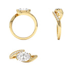 1.50 CTW 14K Lab Grown Oval Shaped Curved Pavé Band Enagement Ring - view 3