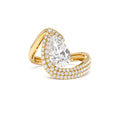 2.00 CTW 14K Gold Lab Grown Pear Shaped Triple Row Pave Band Engagement Ring by Orlina Fine