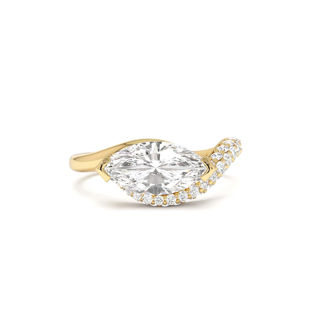 1.55 CTW 14K Lab Grown Marqusie Shaped Curved Pavé Band Enagement Ring by Orlina Fine