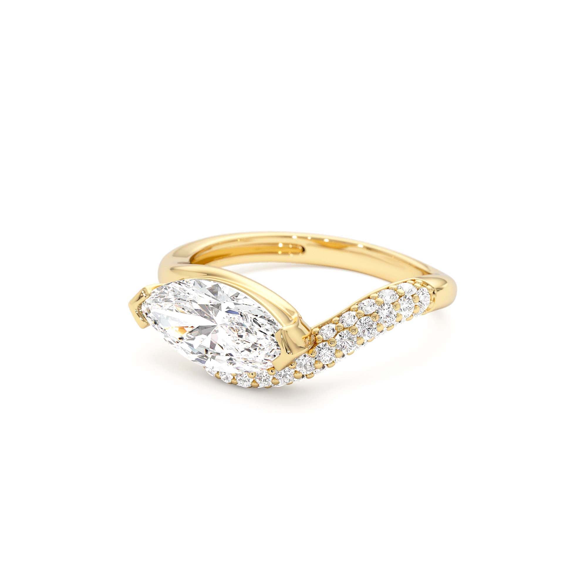 1.55 CTW 14K Lab Grown Marqusie Shaped Curved Pavé Band Enagement Ring - view 4
