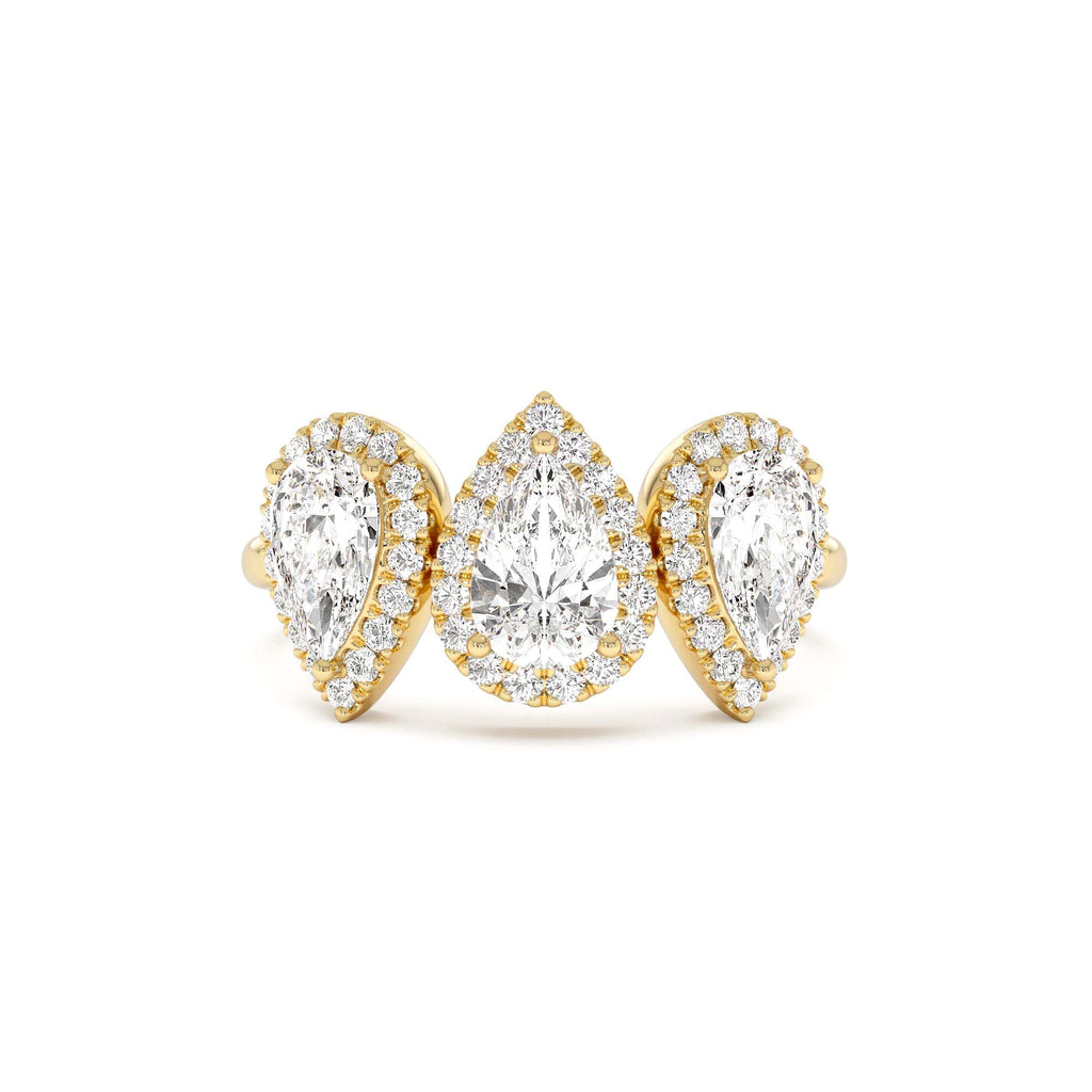 1.90 CTW 14K Pear Shaped Halo Setting Lab Grown Diamond Ring by Orlina Fine