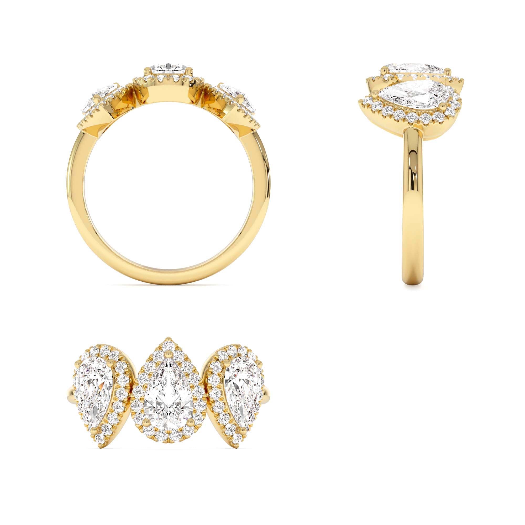 1.90 CTW 14K Pear Shaped Halo Setting Lab Grown Diamond Ring - view 5