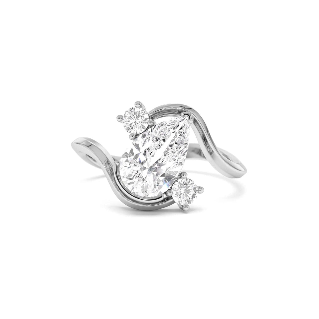 1.5 CTW 14K Lab Grown Diamond Pear Shape Bypass Unique Engagement Ring - view 3