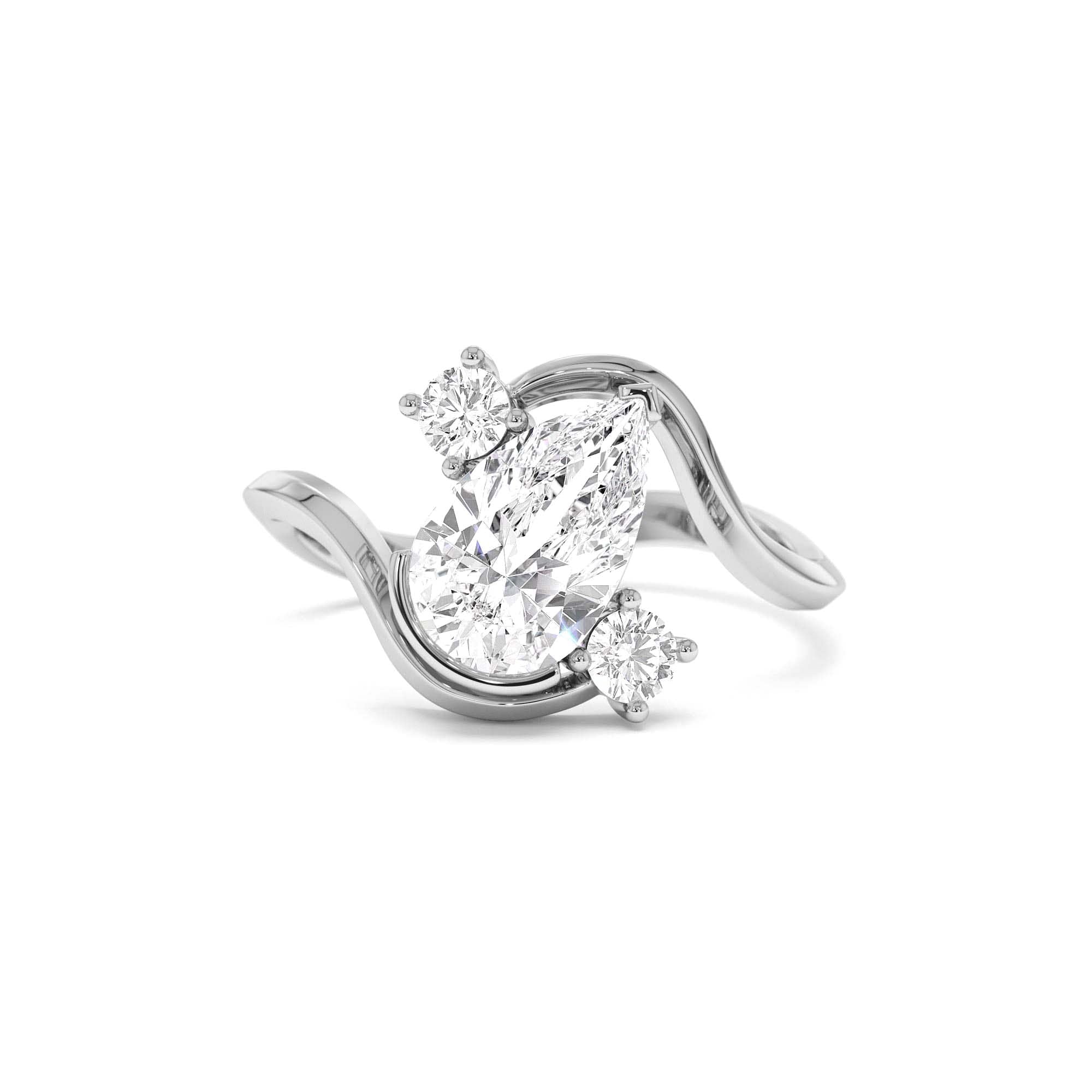 1.5 CTW 14K Lab Grown Diamond Pear Shape Bypass Unique Engagement Ring - view 3