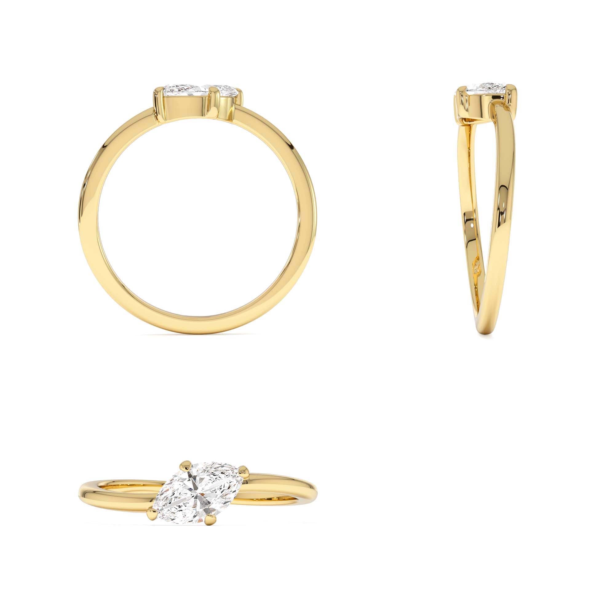 0.50 CTW 14K Prong Setting Marquise Shaped Lab Grown Diamond Wavy Promise Ring - view 5