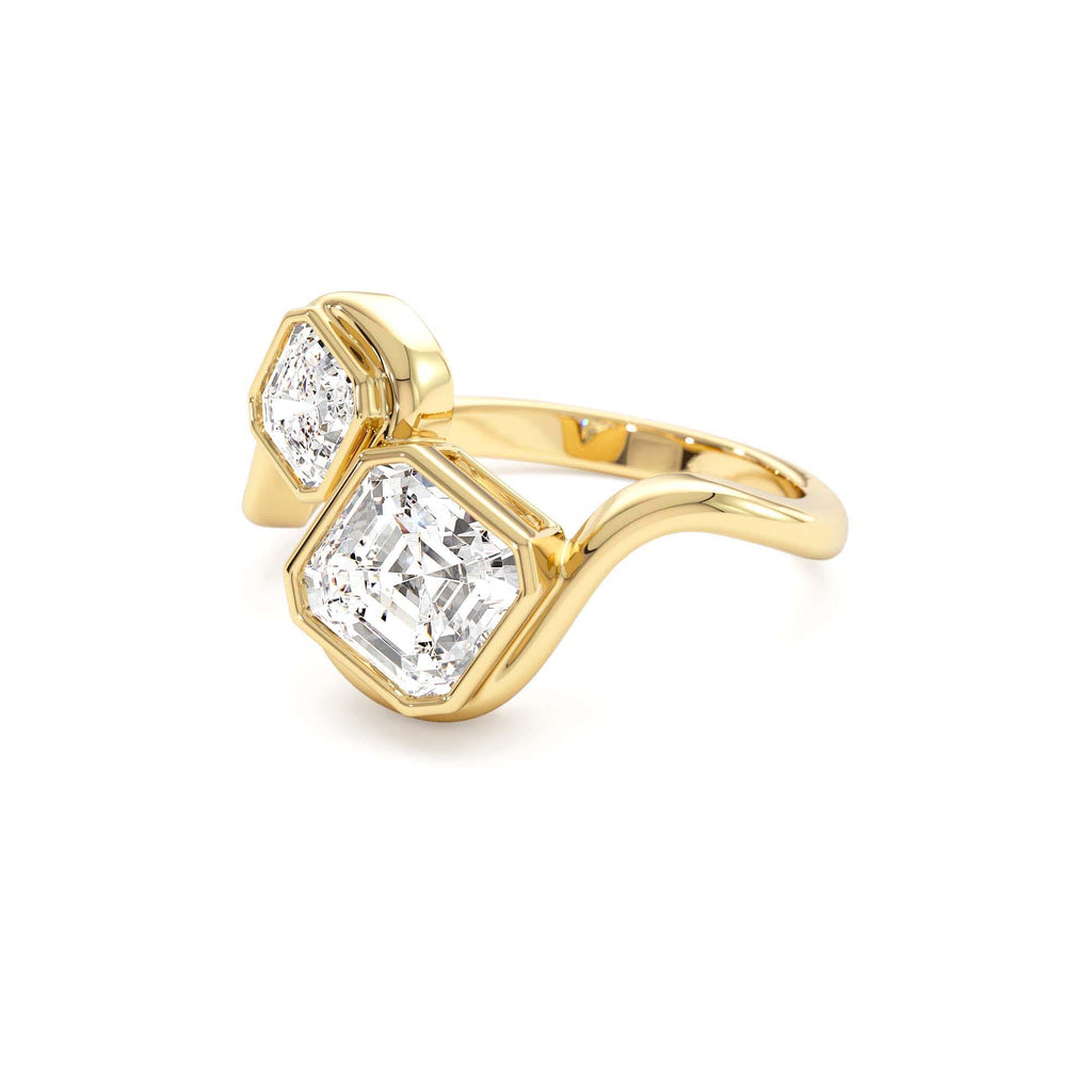 2.10 CTW 14K Bezel Setting Asscher Cut Lab Grown Diamond Unique Toi Moi Ring - view 4