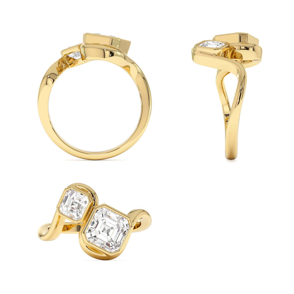 2.10 CTW 14K Bezel Setting Asscher Cut Lab Grown Diamond Unique Toi Moi Ring - view 5