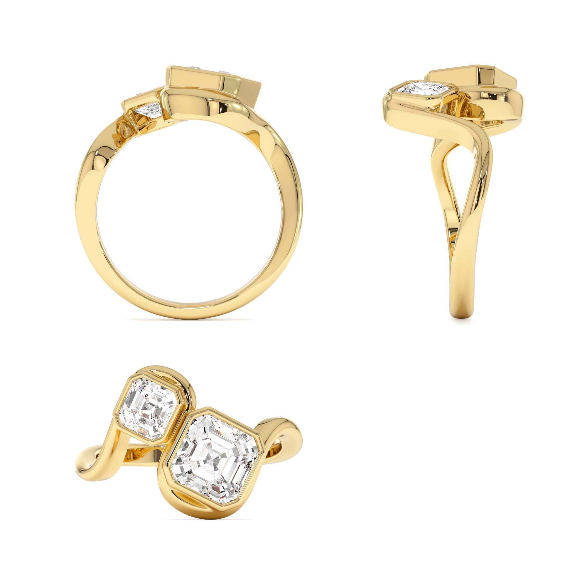 2.10 CTW 14K Bezel Setting Asscher Cut Lab Grown Diamond Unique Toi Moi Ring - view 5