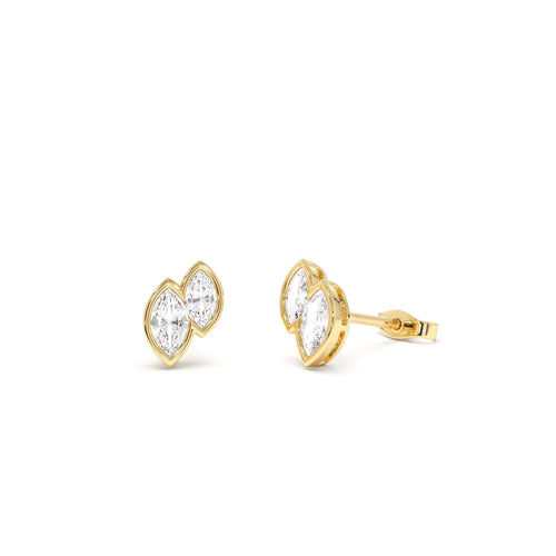 0.75 CTW 14K Lab Grown Marquise Shaped Diamond Double Bezel Stud Earrings by Orlina Fine