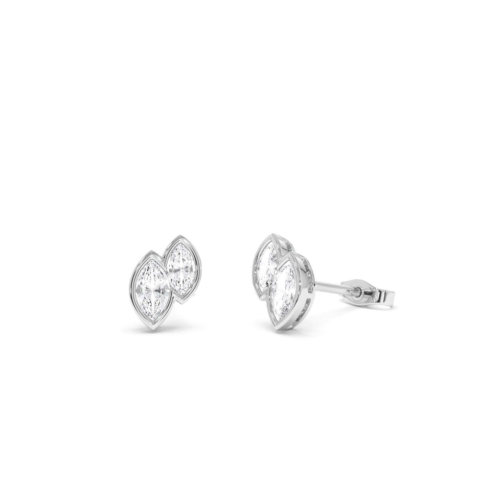0.75 CTW 14K Lab Grown Marquise Shaped Diamond Double Bezel Stud Earrings - view 3
