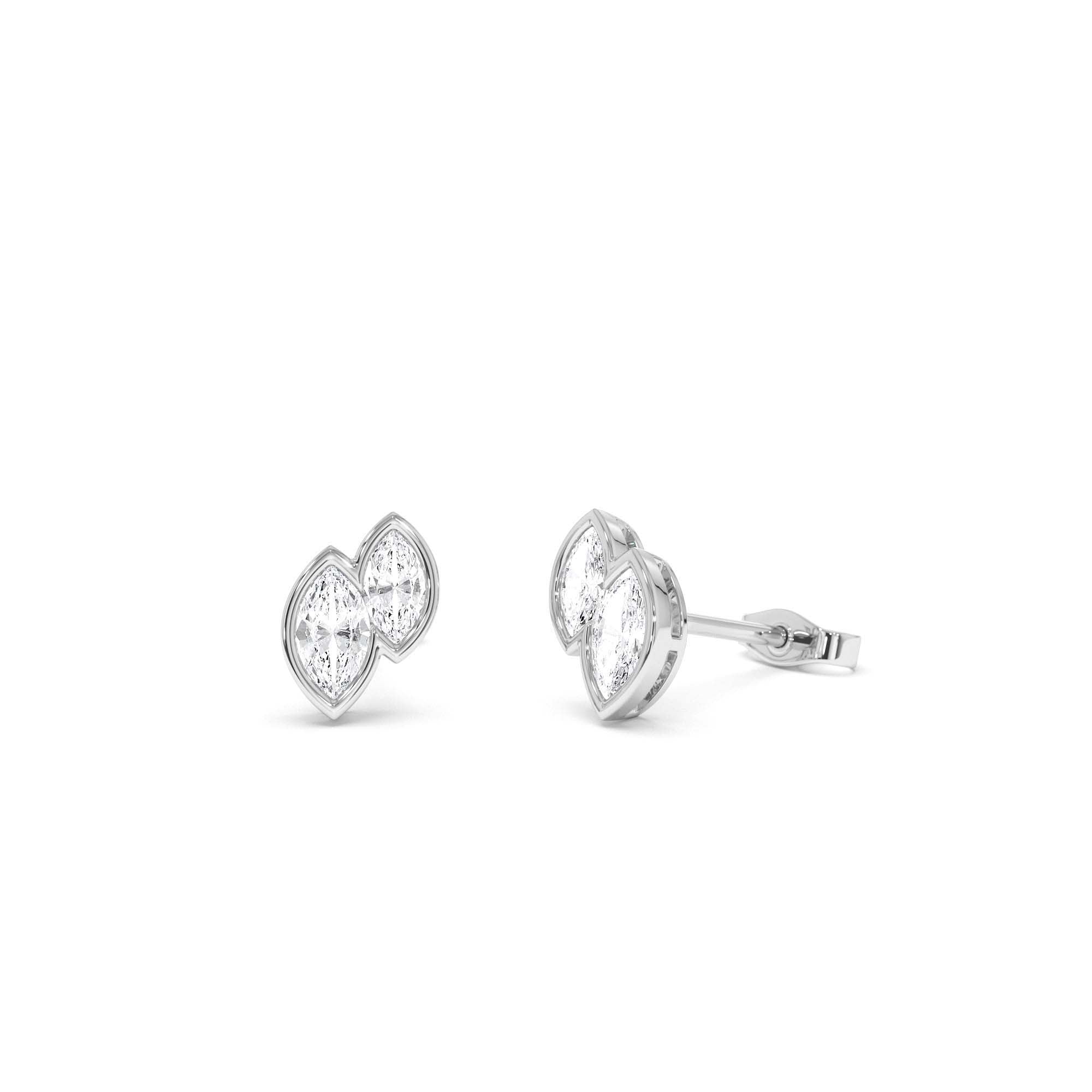 0.75 CTW 14K Lab Grown Marquise Shaped Diamond Double Bezel Stud Earrings - view 3