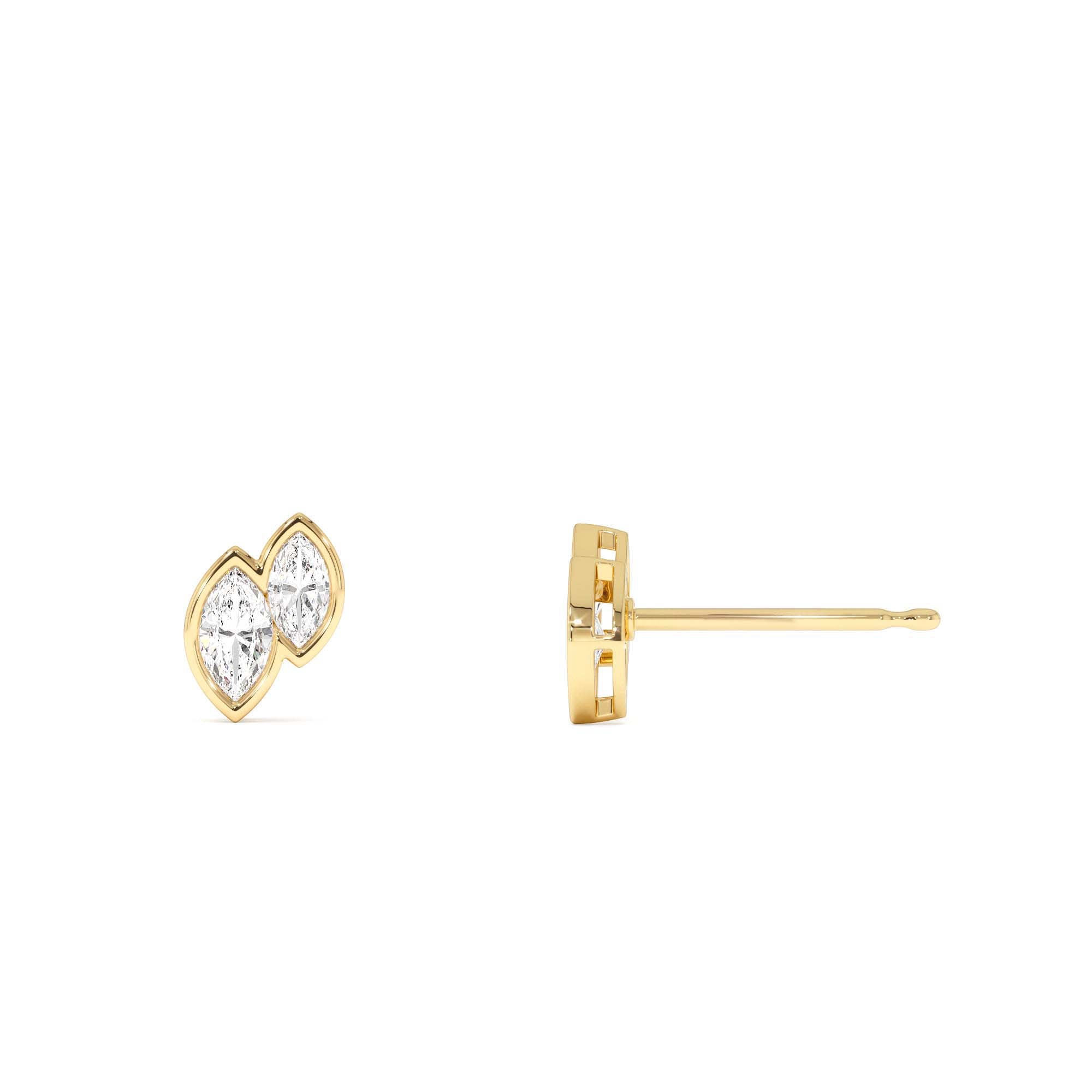 0.75 CTW 14K Lab Grown Marquise Shaped Diamond Double Bezel Stud Earrings - view 4