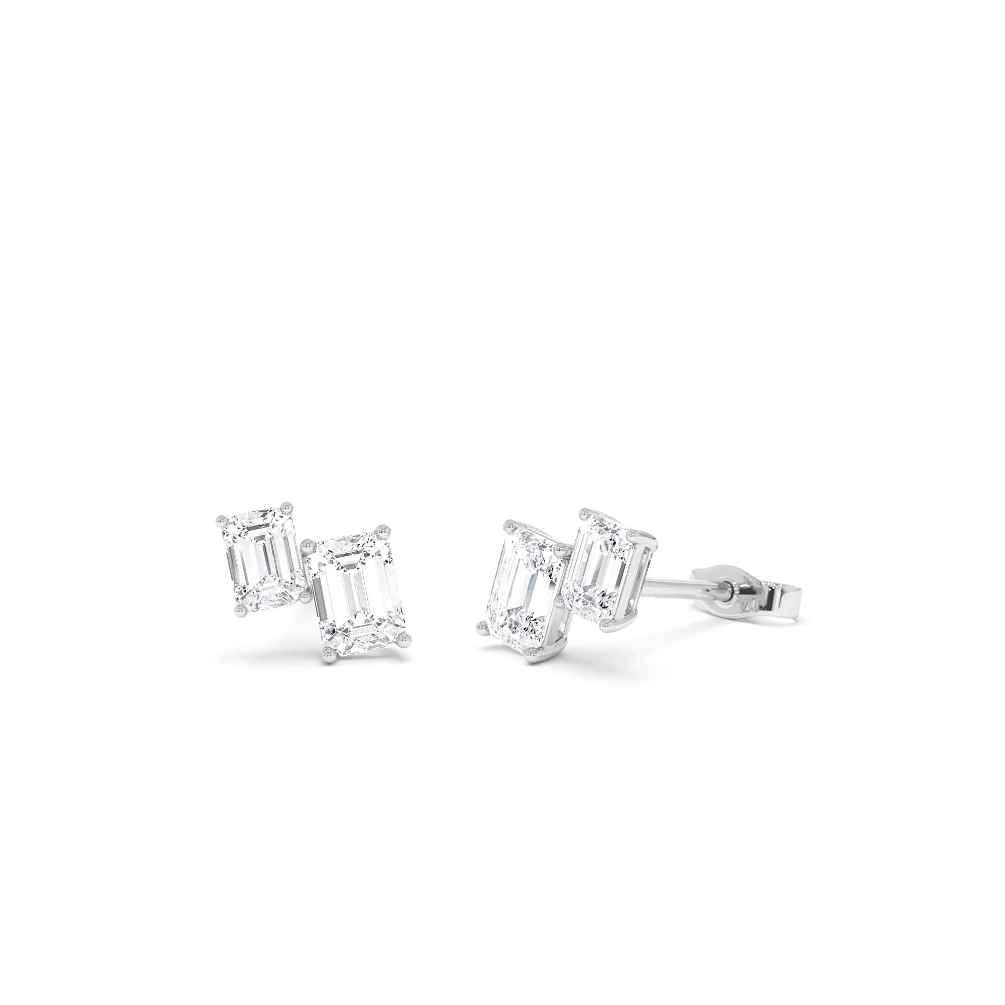 1.75 CTW 14K Lab Grown Emerald Cut Diamond Double Stud Earrings - view 3