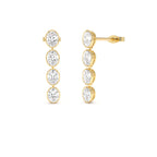1.60 CTW 14K Bezel Setting Oval Shape Lab Grown Diamond Dangling Stud Earrings by Orlina Fine
