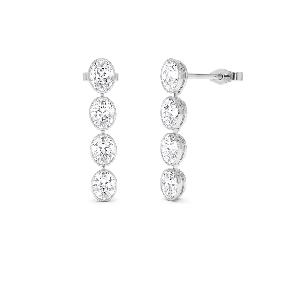 1.60 CTW 14K Bezel Setting Oval Shape Lab Grown Diamond Dangling Stud Earrings - view 2