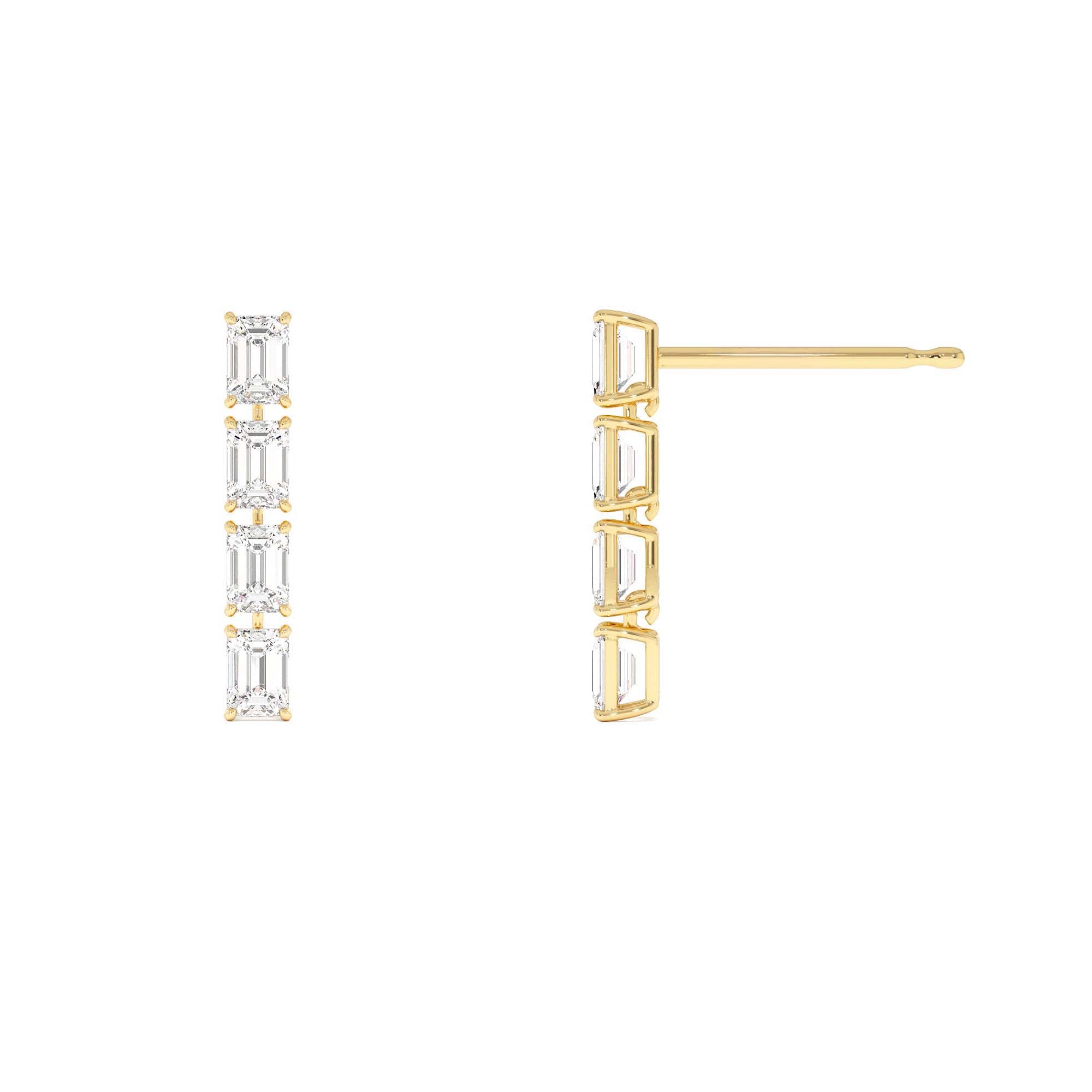 1.60 CTW 14K Prong Setting Emerald Cut Lab Grown Diamond Dangling Stud Earrings - view 4