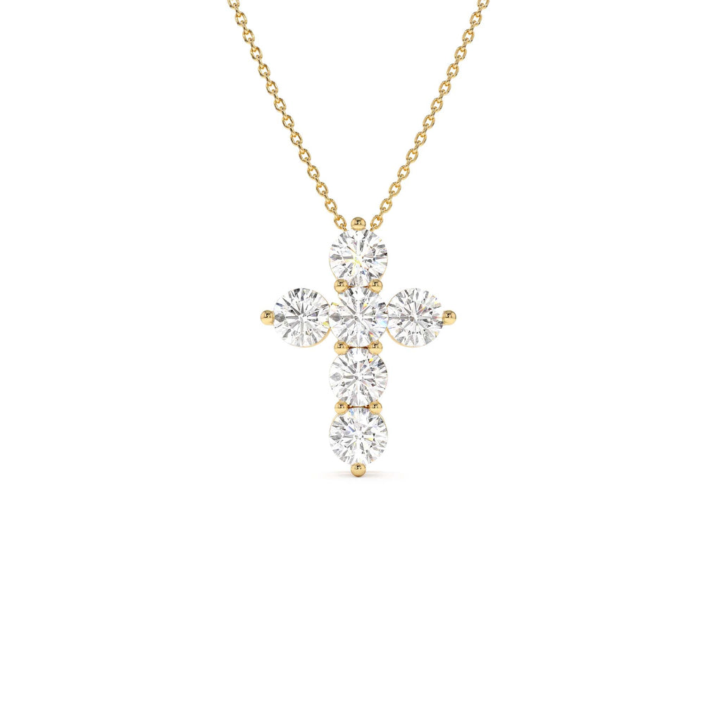 3.00 CTW 14K Prong Setting Round Brilliant Shape Lab Grown Diamond Cross by Orlina Fine