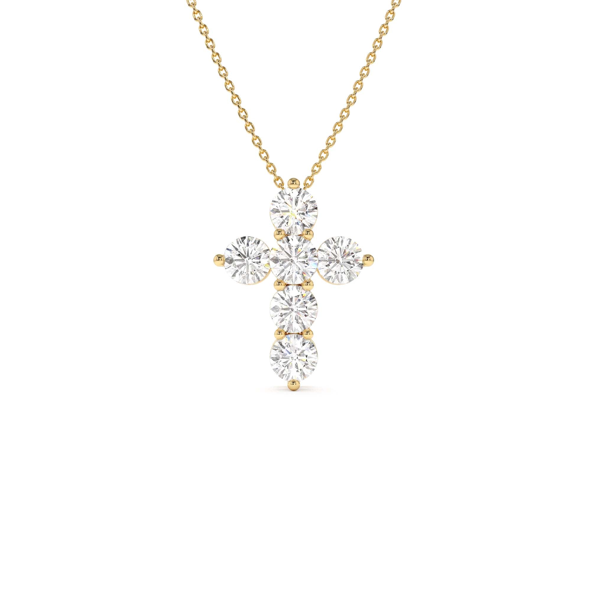 3.00 CTW 14K Prong Setting Round Brilliant Shape Lab Grown Diamond Cross by Orlina Fine