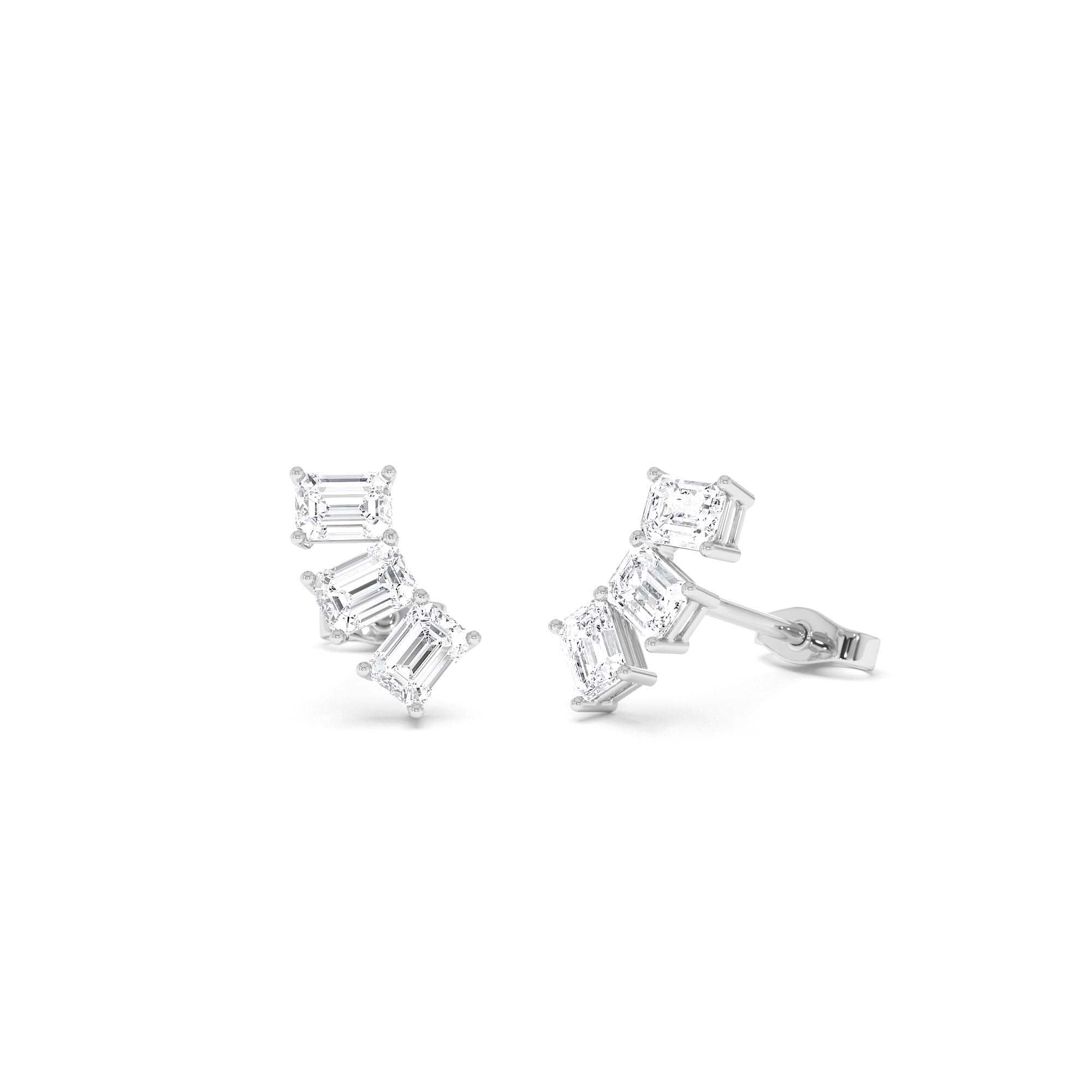 1.20 CTW Lab Grown Emerald Cut Diamond Stud Earrings - view 2
