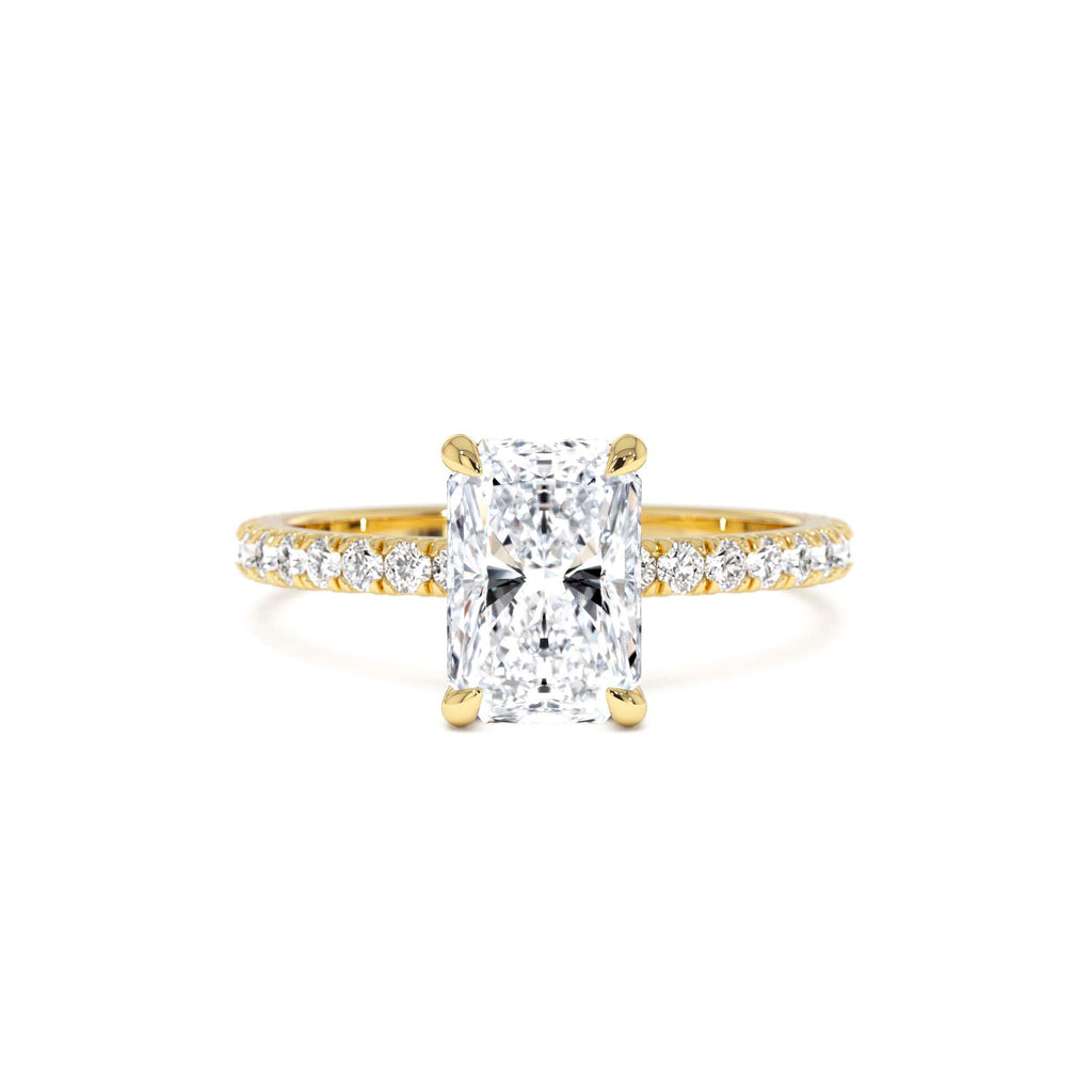2.00 Ctw 14k Radiant Cut Lab Grown Diamond Pavé Band Ring with Hidden Halo – Delara by Orlina Fine