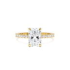 2.00 Ctw 14k Radiant Cut Lab Grown Diamond Pavé Band Ring with Hidden Halo – Delara by Orlina Fine
