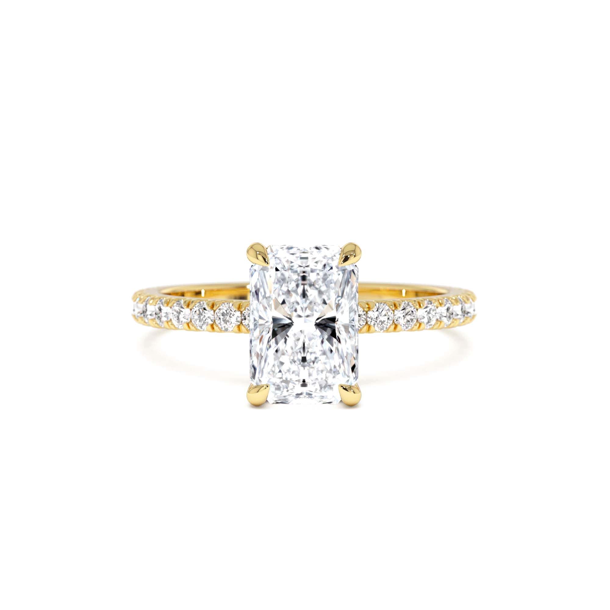 2.00 Ctw 14k Radiant Cut Lab Grown Diamond Pavé Band Ring with Hidden Halo – Delara by Orlina Fine