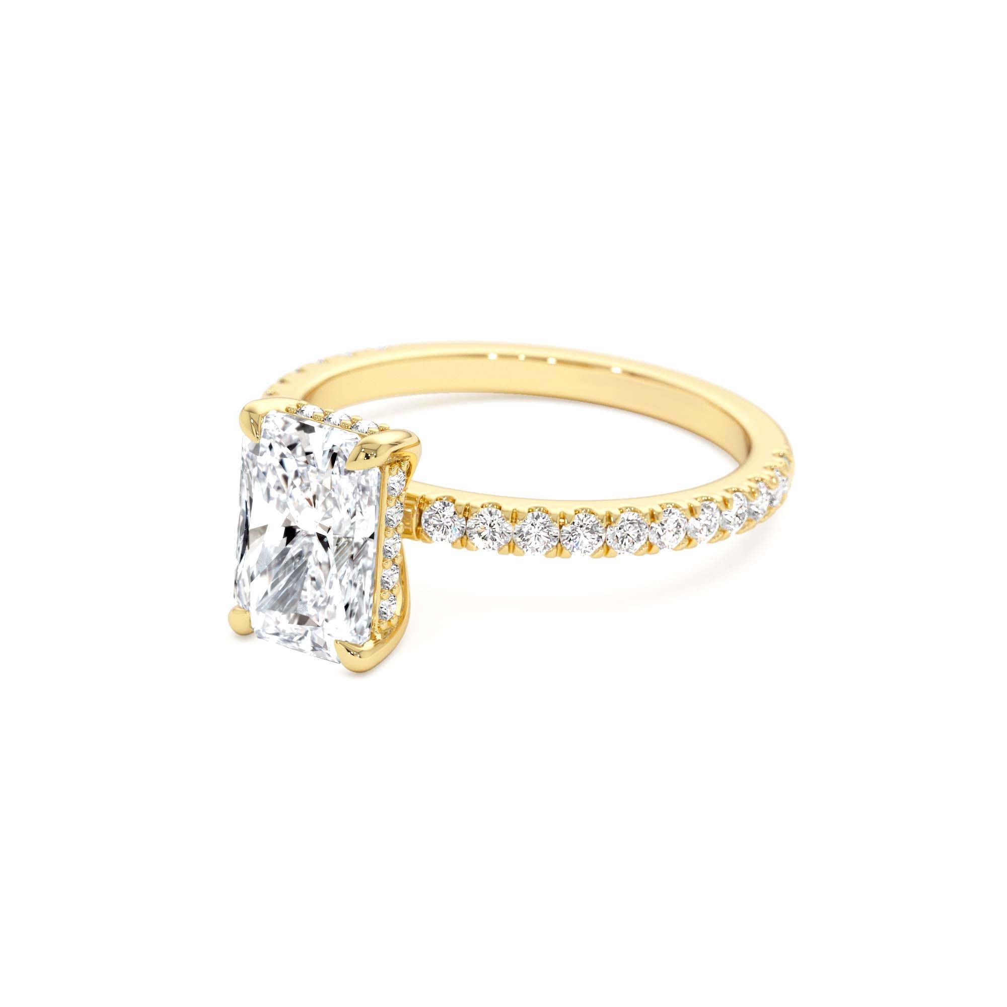 2.00 Ctw 14k Radiant Cut Lab Grown Diamond Pavé Band Ring with Hidden Halo – Delara - view 4