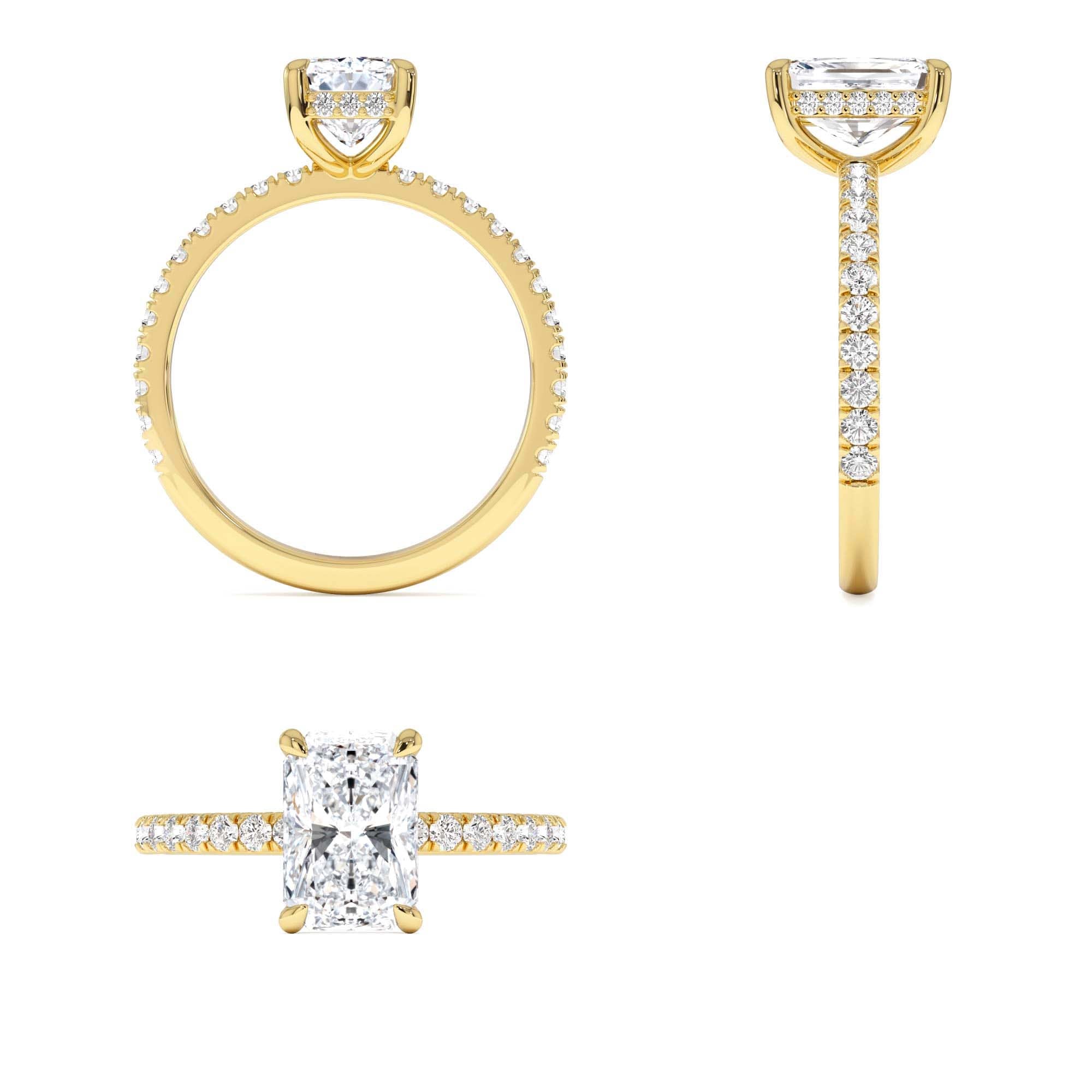2.00 Ctw 14k Radiant Cut Lab Grown Diamond Pavé Band Ring with Hidden Halo – Delara - view 5