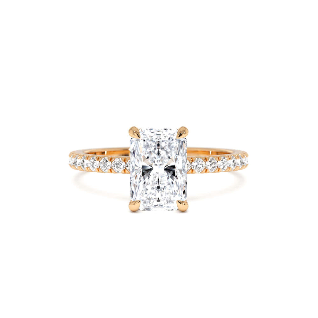 2.00 Ctw 14k Radiant Cut Lab Grown Diamond Pavé Band Ring with Hidden Halo – Delara - view 2