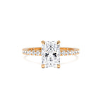 2.00 Ctw 14k Radiant Cut Lab Grown Diamond Pavé Band Ring with Hidden Halo – Delara - view 2