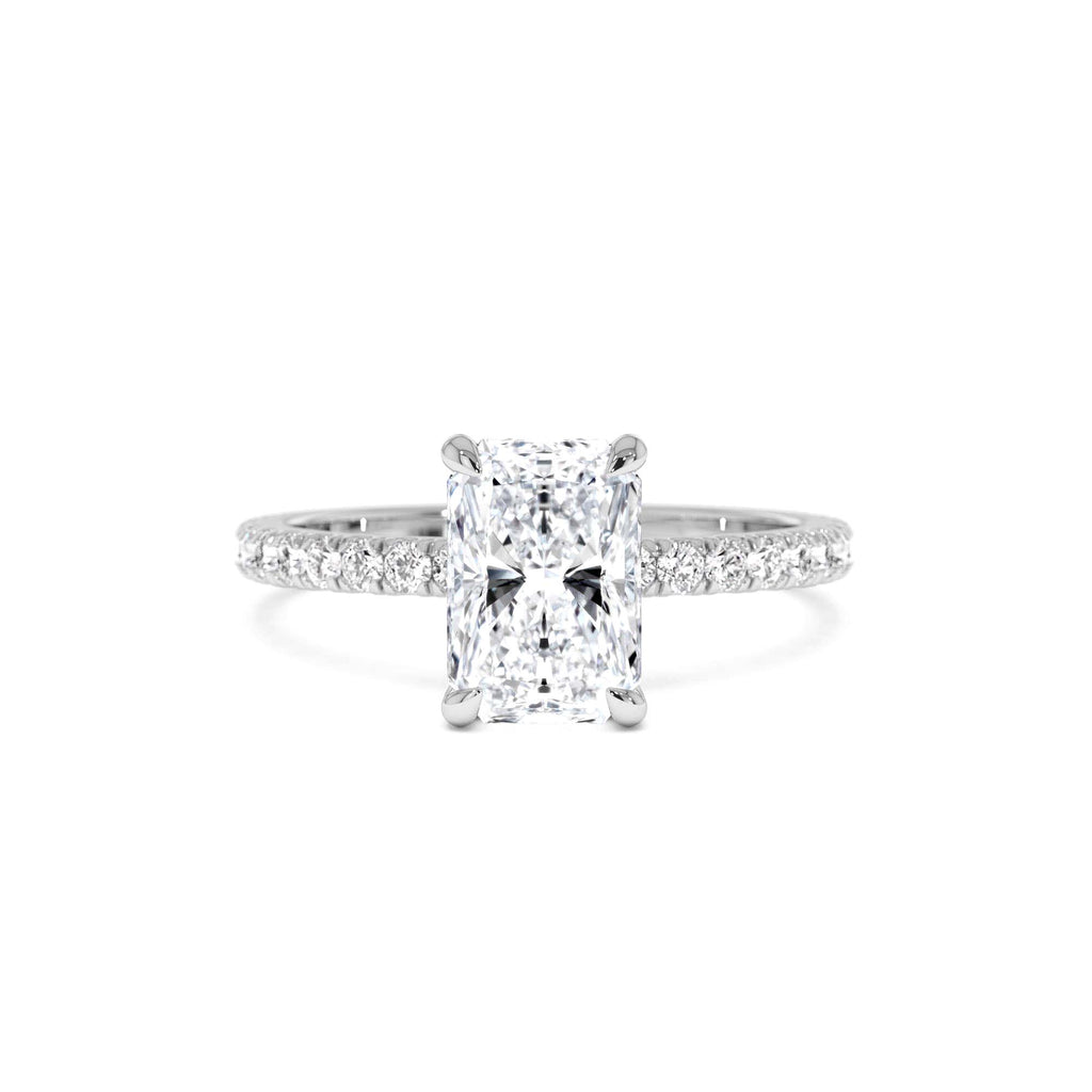 2.00 Ctw 14k Radiant Cut Lab Grown Diamond Pavé Band Ring with Hidden Halo – Delara - view 3