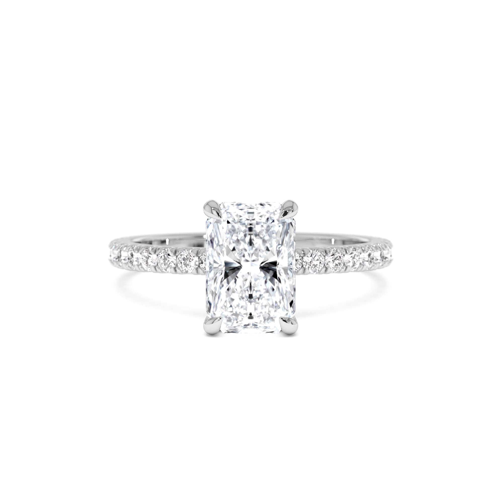 2.00 Ctw 14k Radiant Cut Lab Grown Diamond Pavé Band Ring with Hidden Halo – Delara - view 3