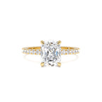 2.00 Ctw 14k Cushion Cut Lab Grown Diamond Pavé Band Ring with Hidden Halo – Renée by Orlina Fine