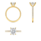 2.00 Ctw 14k Cushion Cut Lab Grown Diamond Pavé Band Ring with Hidden Halo – Renée - view 5