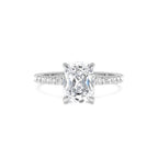 2.00 Ctw 14k Cushion Cut Lab Grown Diamond Pavé Band Ring with Hidden Halo – Renée - view 2