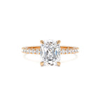 2.00 Ctw 14k Cushion Cut Lab Grown Diamond Pavé Band Ring with Hidden Halo – Renée - view 3