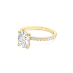 2.00 Ctw 14k Cushion Cut Lab Grown Diamond Pavé Band Ring with Hidden Halo – Renée - view 4