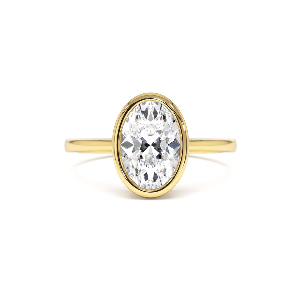 1.50 Ctw 14k Oval Shaped Bezel Setting Lab Grown Diamond Engagement Ring – Celina by Orlina Fine