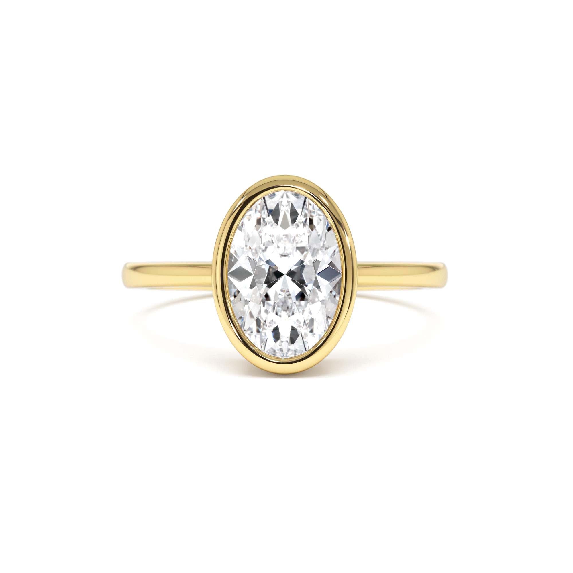 1.50 Ctw 14k Oval Shaped Bezel Setting Lab Grown Diamond Engagement Ring – Celina by Orlina Fine