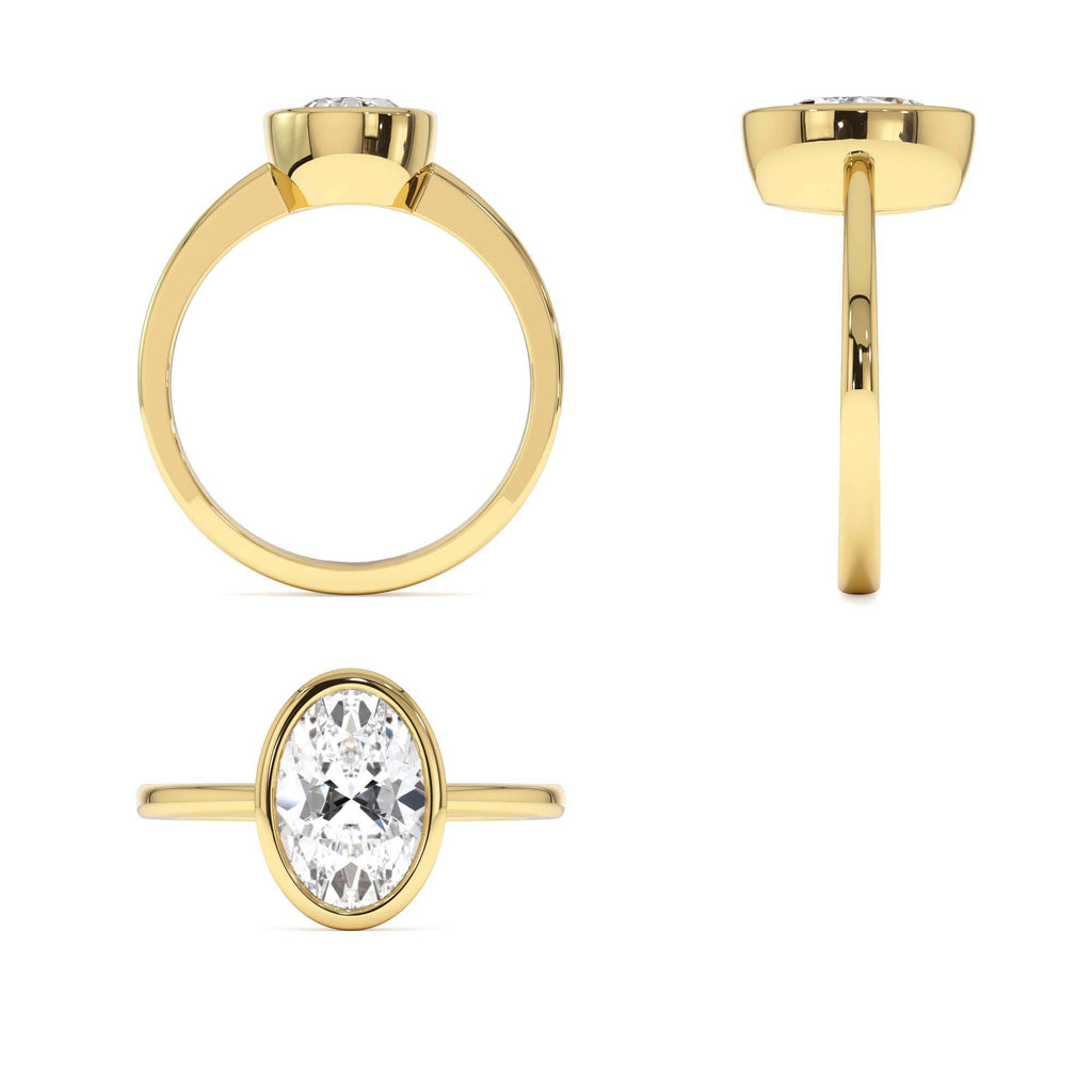 1.50 Ctw 14k Oval Shaped Bezel Setting Lab Grown Diamond Engagement Ring – Celina - view 5