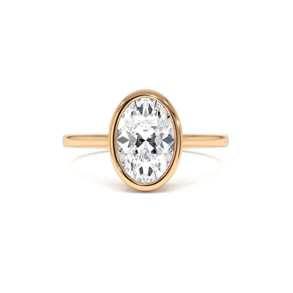 1.50 Ctw 14k Oval Shaped Bezel Setting Lab Grown Diamond Engagement Ring – Celina - view 2