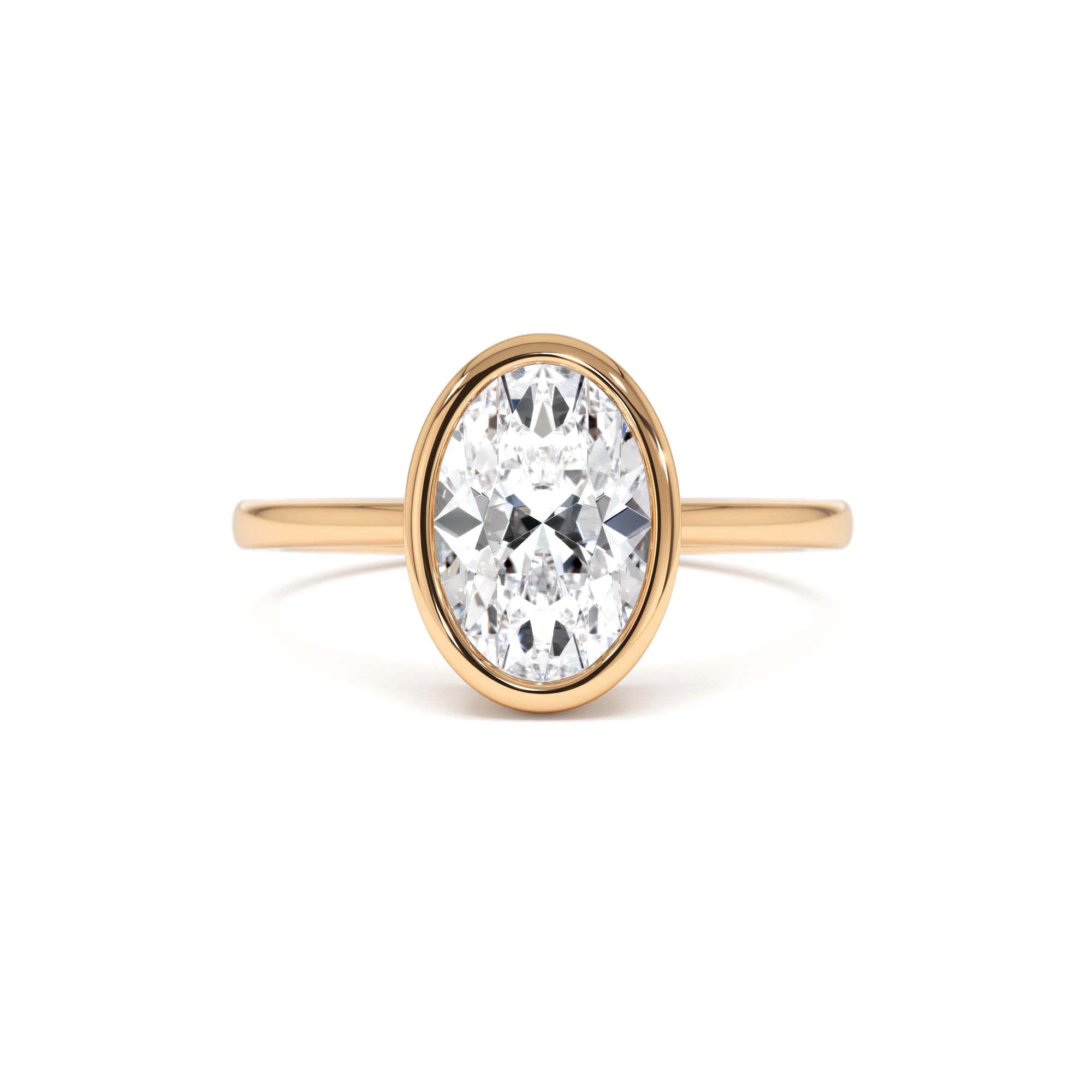 1.50 Ctw 14k Oval Shaped Bezel Setting Lab Grown Diamond Engagement Ring – Celina - view 2